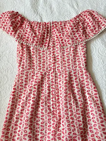 Frilly Red Embroidered Mini Sundress Size 2