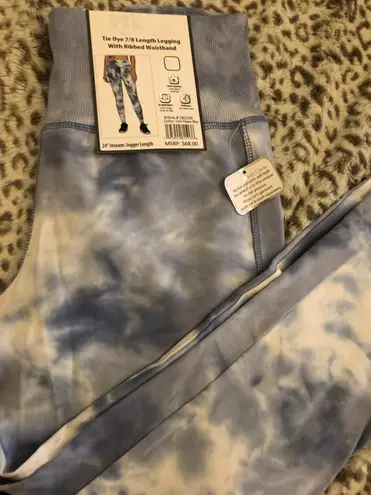 Rbx Active NWT RBX Tie Dye 7/8 Length Legging With Ribbed Waistband Size Medium Cornflower Blue Color 