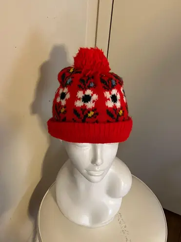 Handmade Vintage retro 80s colorful knit winter hat.