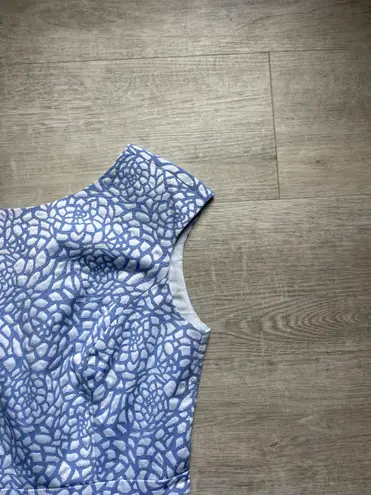 Cynthia Steffe Jasmine Jacquard Blue And White Dress Size 6 Cap Sleeves Retro