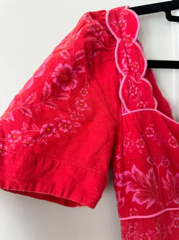 Farm Rio Red Olivia Cut-Out Romper, Size S