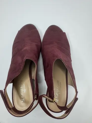 Naturalizer Burgundy Peep Toe Sandals Size 8M
