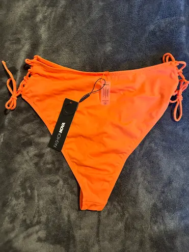 FashioNova Neon Orange Mid Rise Bikini Bottoms