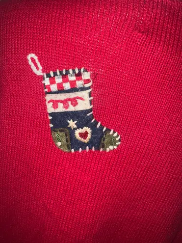 heirloom collectibles Christmas Cardigan Red Embroidered Trees Stockings M