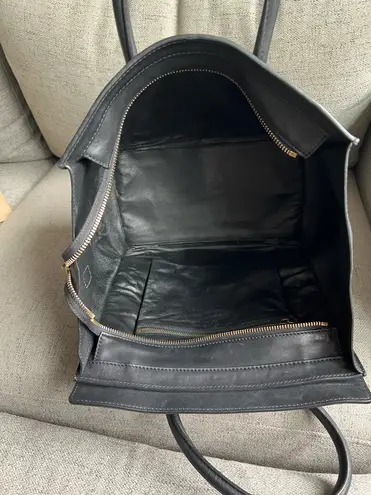 CELINE Mini Luggage Handbag Smooth Calfskin Black Leather