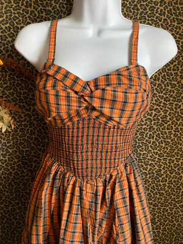 Unique Vintage NWT 50’s Orange & Black Plaid Shimmy & Shake Swing Dress | XS