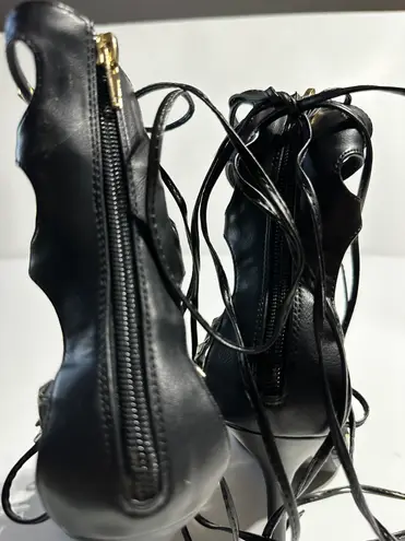 Wild Diva Lounge Studded Black Strappy Heels size 10 Brand New