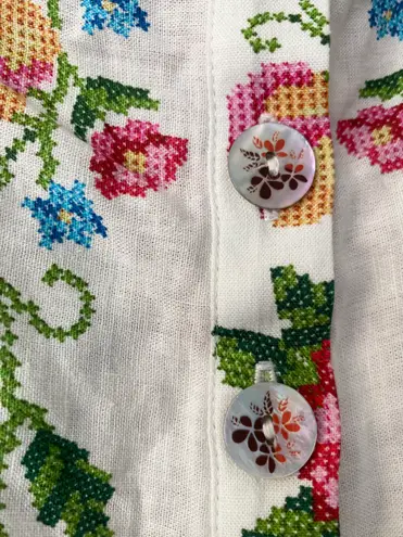 Farm Rio Tropical Romance Linen Blend Romper, Size M