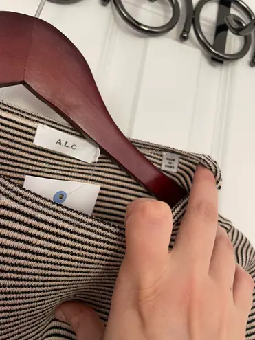 A.L.C. Shiloh Striped Crop Wool Blend Blouse