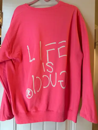 Life Is good sweatshirt Crew neck Pink Size XL