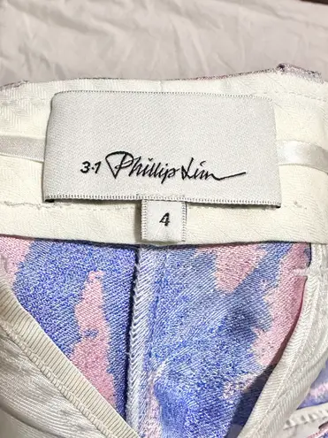 3.1 Phillip Lim silver metallic pink jacquard trousers zebra