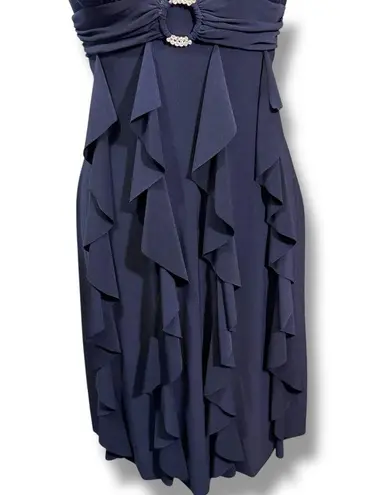 Betsy and Adam Vintage Navy Ruffle Dress