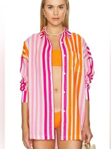 BEACH RIOT ALEXA TOP SUNSET STRIPED S/M Pink Size undefined