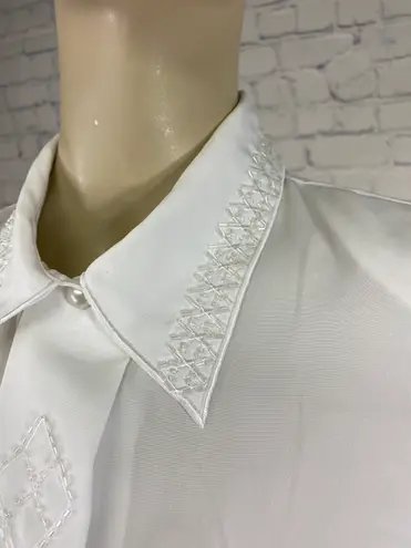 Vintage Yves St Clair White Beaded Blouse 10P M Petite