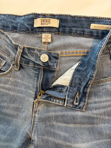 Vintage America Wonderland Capri Gingham Flare Jeans Blue Size 26