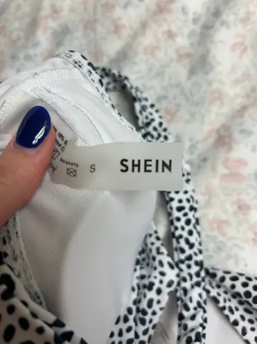 SheIn Dalmatian Print One Shoulder Cheeky Swimsuit