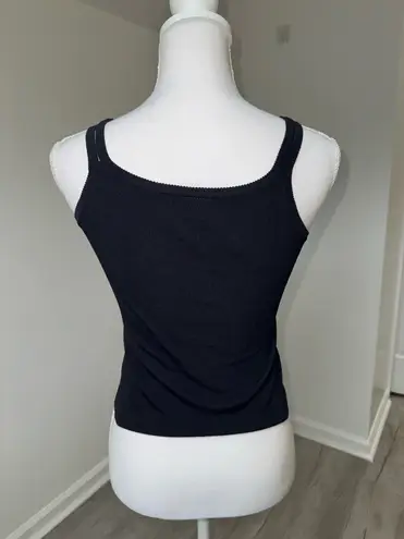 KCUL Vintage Black Knit Beaded Tank Top Fitted Minimalist Club Y2K 2000s Size none