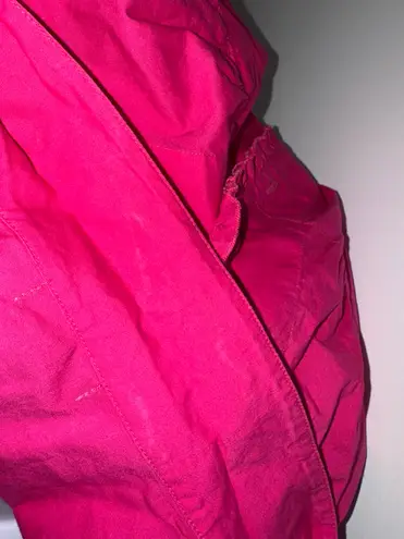 F.A.N.G Hot Pink Ruffle Puff Sleeve Button Down Blouse Top Women’s Small