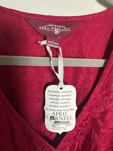 April Cornell Women’s Romantic Jacquard Court Maxi Dress Red Floral Size Large