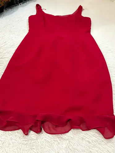 London Times Women’s casual ruffled bottom red dress