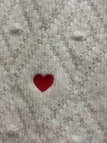 Jessica Simpson bow cardigan with rhinestone buttons size M light grey/red - Image 4