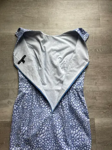 Cynthia Steffe Jasmine Jacquard Blue And White Dress Size 6 Cap Sleeves Retro