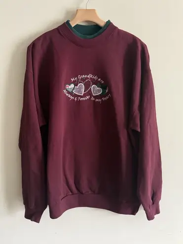 Vintage Grandma Grandkids Embroidered Crewneck Sweatshirt Size 1X 90s Cottage