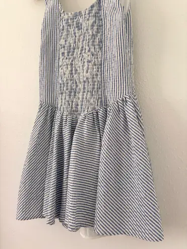 Sky to Moon Drop Waist Mini Pinstripe Dress