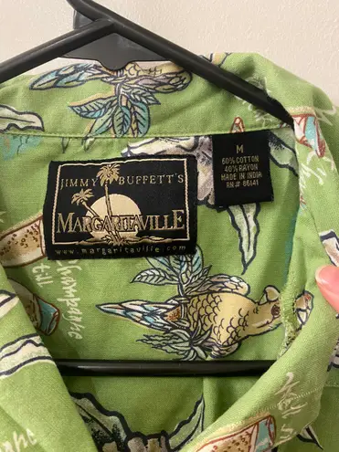 Jimmy Buffett Margaritaville Button Up Tee Green Size M