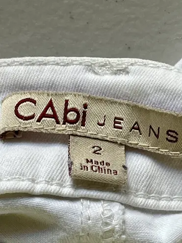 CAbi Womens  Mid Rise White Boot Cut Slim Denim Jeans 2