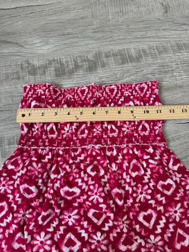 So Wear It Declare Strapless Smocked Top Pink White Heart Floral Print L Y2K Size L