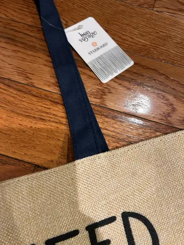 Bon Voyage NWT Starboard Tan and Blue Canvas Beach Tote Bag