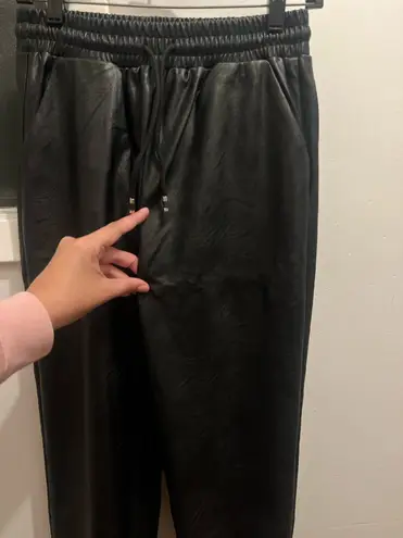 Parisian Faux Leather Black Jogger Textured High Rise Pants Pockets Winter Sz 6