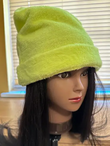 Handmade Lime Green Winter Knit Soft Fluffy Beanie Hat