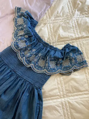 Xhilaration Blue Lace Off The Shoulder Dress