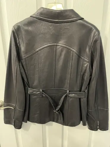 Anne Klein NWOT  Size Large Black Leather Coat