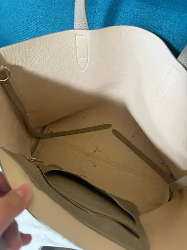 Cuyana Structured Italian Leather Tote | Crème / Light Gray | With Dust Bag