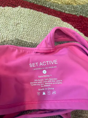 SET active Pink Racerback Athletic Workout Yoga Crop Top Size Medium