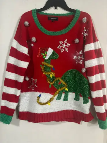 33 Degrees Sparkly Dinosaur Christmas Sweater by
