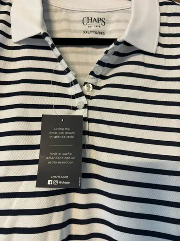 CHAPS NWT  Sleeveless Striped Button Up Polo