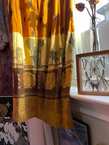 Womens Vintage always Caroline elephant and palm tree print summer long dress Orange Size 8