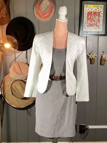 Vintage Gray Dress With Metal Accent & Zip Up Back 7/8