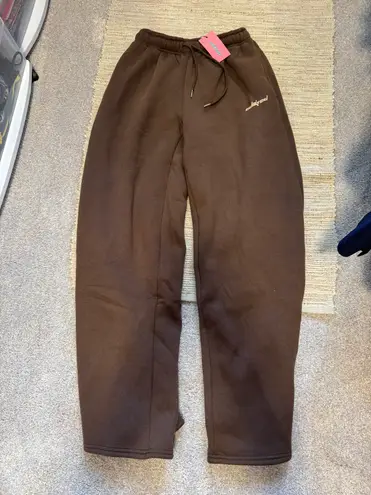 Edikted Brown Wide Leg Sweatpants