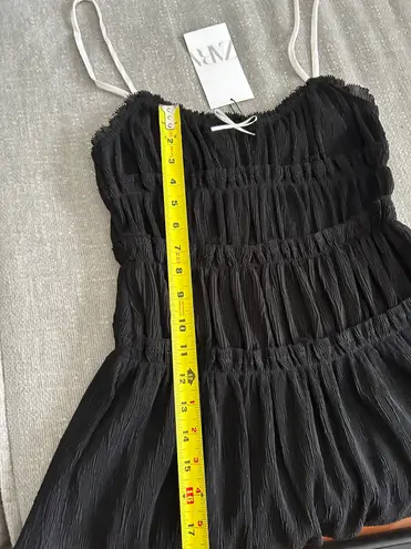 ZARA New  Black Baby Doll Romance Mini Dress Size M