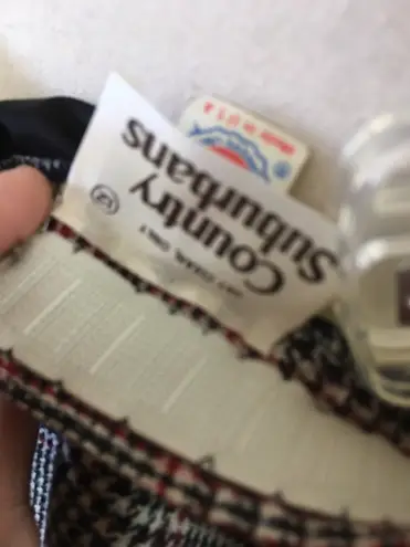 Vintage 80s Country Suburbans Wool Glen Plaid Check Midi Skirt Straight Lined 12 Gray