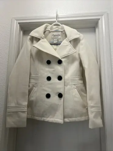 American Rag Cie Ivory Peacoat Jacket with Hood Size M – Elegant Winter Coat White Size M