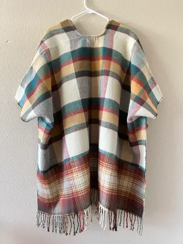 Charter Club NWT  Multicolor Plaid Shawl Wrap Poncho - Image 3