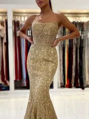 Amelia Couture Gold Mermaid Prom Dress 