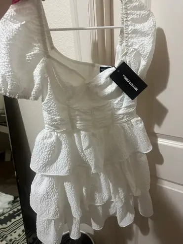 Pretty Little Thing white crinkle dress