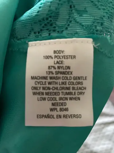 Thalia Sodi Vintage Y2K 90βs Silk Blue Green Lace Panel Slip Nightgown Dress